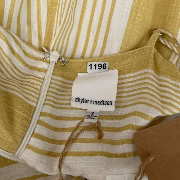 Striped Sleeveless Knot Front Jumpsuit White Yellow By Skylar + Madison Small - Picture 6 of 11